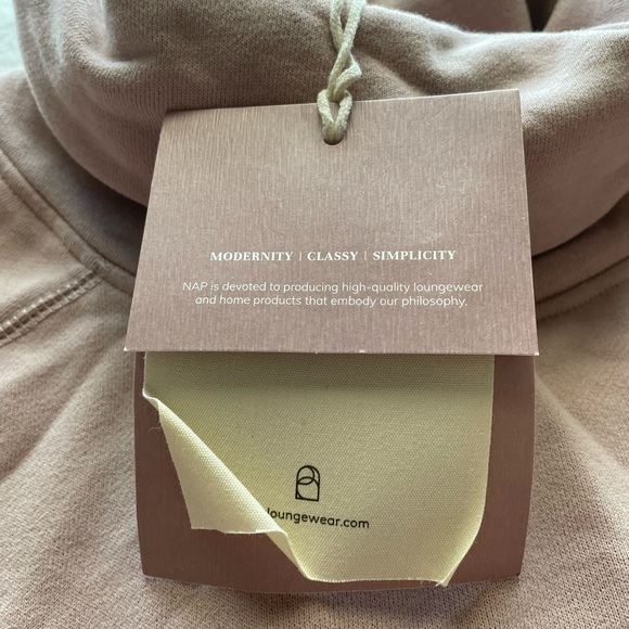 NWT Nap Loungewear Boxy Oversized Turtleneck Sweatshirt Blush Pink Small Cozy - Picture 8 of 14